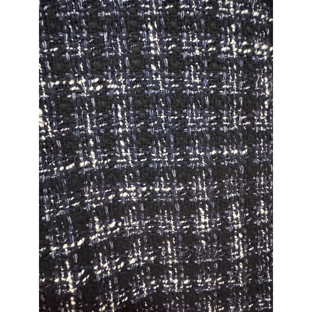 Hugo Boss Womens Tweed Blazer Jacket Black & White Fringe Trim Button Closure - Picture 9 of 9
